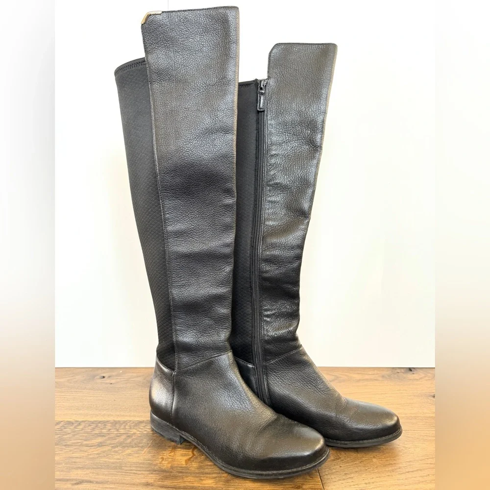 Cole Haan Womens Grand‎ OS Dutchess Leather Over-The-Knee Boots 6.5 Black